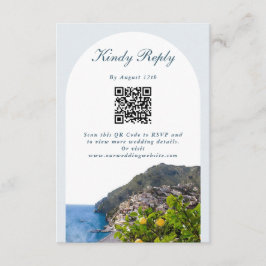 Cartão De Informações Watercolor Amalfi Coast Arch Italy Lemons Wedding