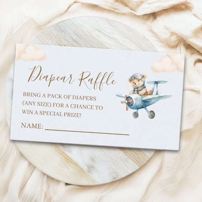 Cartão De Informações Watercolor Bear Baby shower boy (Criador carregado)