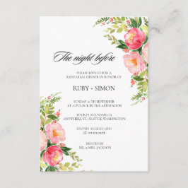 Cartão De Informações Watercolor Bright Festive Flower Wedding