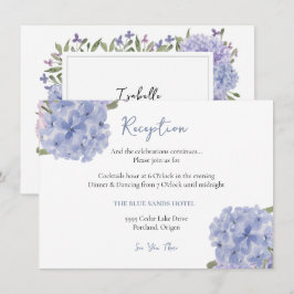 Cartão De Informações Watercolor Dusty Blue Hydrangea Recepção Floral