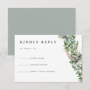 Cartão De Informações Watercolor Eucalyptus Greenery Resposta De Casam
