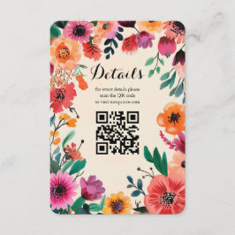 Cartão De Informações Watercolor Floral Frame Quinceañera Cód. QR PERSON