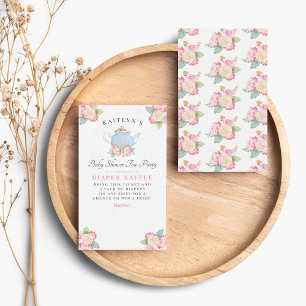 Cartão De Informações Watercolor Floral Tea Party   Fralda Chá de frald