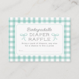 Cartão De Informações Watercolor Gingham Mint Green Fralda Raffle