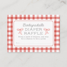 Cartão De Informações Watercolor Gingham Red Fralda Raffle