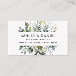 Cartão De Informações Watercolor Greenery Wedding Registry