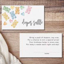 Watercolor Gummy Bears Baby Shower Diaper Raffle