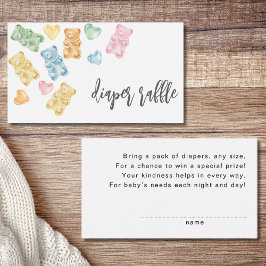 Cartão De Informações Watercolor Gummy Bears Baby Shower Diaper Raffle