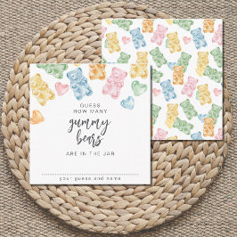 Cartão De Informações Watercolor Gummy Bears Baby Shower Game