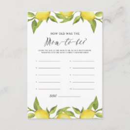 Cartão De Informações Watercolor Lemon Greenery Quantos Anos Tinha A Mãe