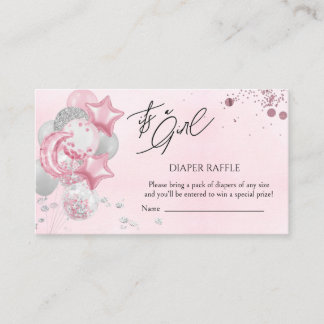 Cartão De Informações Watercolor Pink Balloons Its A Girl Diaper Raffle
