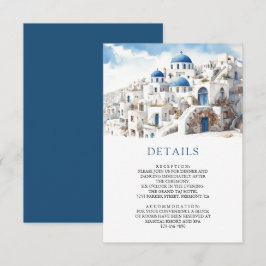 Cartão De Informações Watercolor Santorini Greece Wedding Details