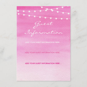 Cartão De Informações Watercolor String Luzes Casamento
