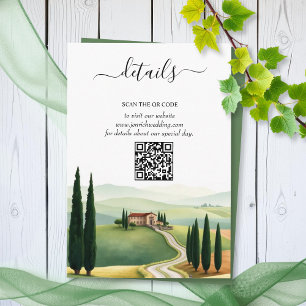 Cartão De Informações Watercolor Toscânia Itália detalhes do casamento Q