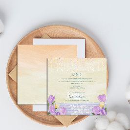 Cartão De Informações Watercolor Tulip Seaside Pastel Floral Wedding