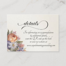 Watercolor Wildflowers, QR Code - Ivory