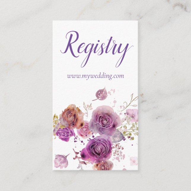 Cartão De Informações Watercolor Wonder Floral Wedship Registry (Frente)