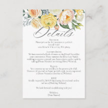 Watercolor Yellow Peach Blooms Wedding Detail