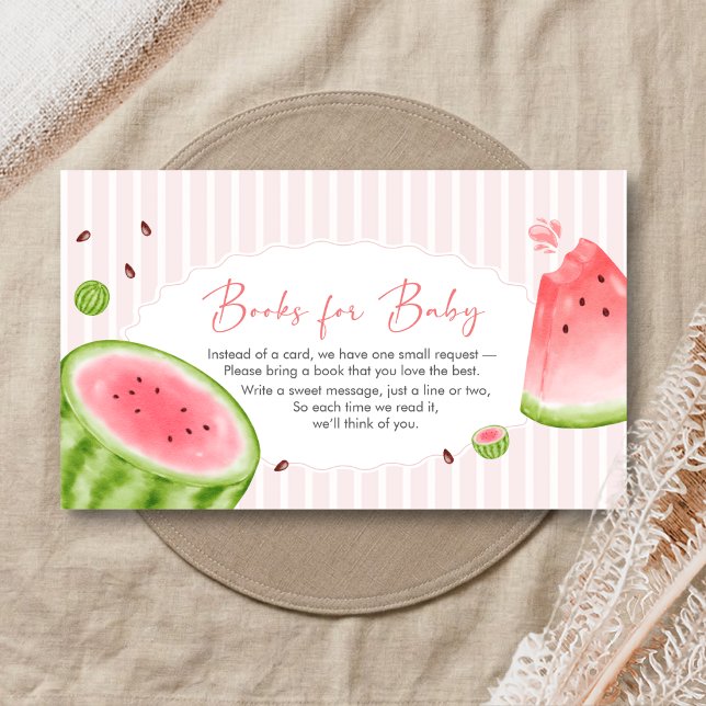 Cartão De Informações Watermelon Baby Shower Books for Baby (Sweet Little Girl Watermelon Baby Shower Books for Baby)