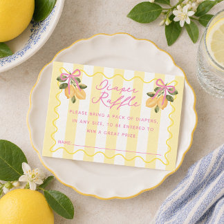 Cartão De Informações We Can't Wait to Squeeze You Lemon Diaper Raffle 