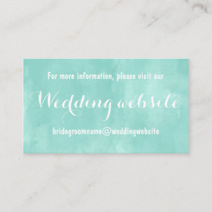 Cartão De Informações Web site de casamento verde aqua moderno