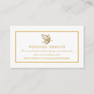 Cartão De Informações Web site Dourado do casamento da borboleta do