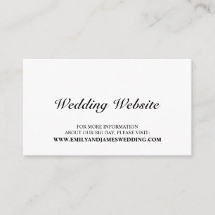 Cartão De Informações Web site preto e branco elegante do casamento