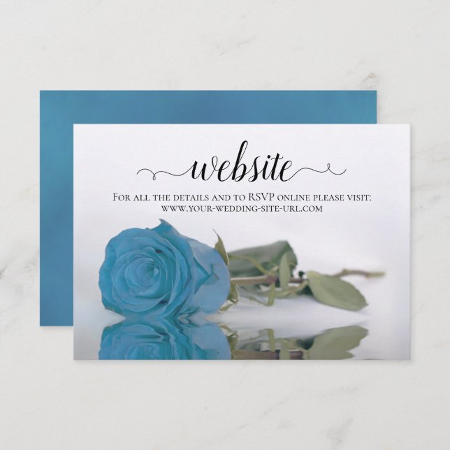 Cartão De Informações Website de Casamento Elegante de Rosa Azul Turquoi (Frente/Verso)