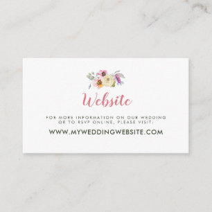 Cartão De Informações Website de Casamento Floral Púrpura Púrpura Elegan