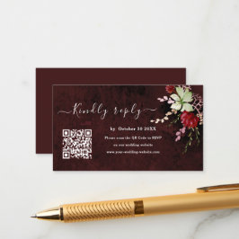 Cartão De Informações Website de Casamento RSVP de Código QR da Rustic B