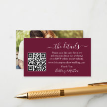 Website de Detalhes do Casamento Foto QR Burgundy