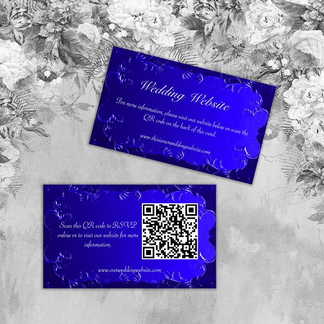 Cartão De Informações Website Elegante Royal Blue Wedding (Criador carregado)