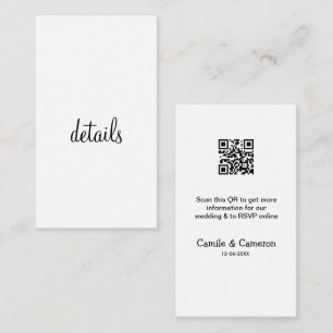 Cartão De Informações WEBSITE QR WEDDING adicionar data do nome fotônico