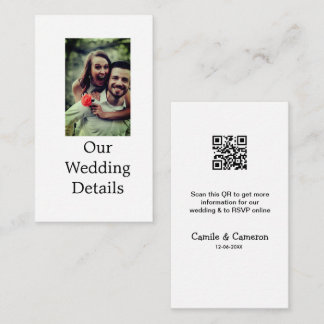 Cartão De Informações WEBSITE QR WEDDING adicionar data do nome fotônico