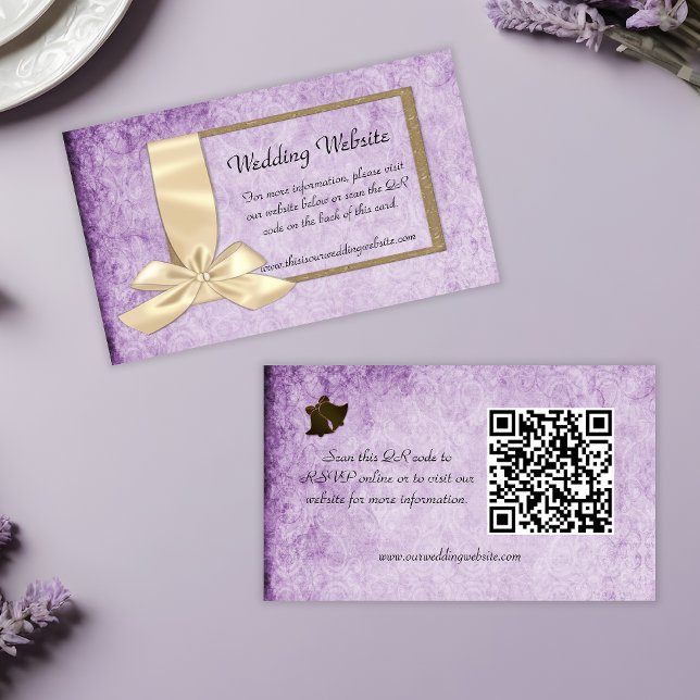 Cartão De Informações Website Romântico Rustic Violet Wedding (Criador carregado)