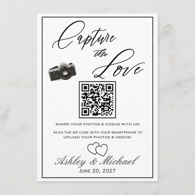 Cartão De Informações Wedding Photo QR Sign (Frente)