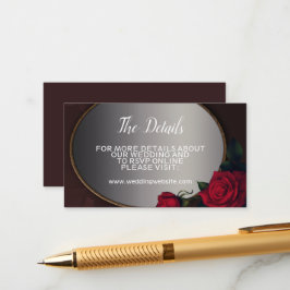 Cartão De Informações Wedding Red Blush Floral Silver Gray Mirror Detail