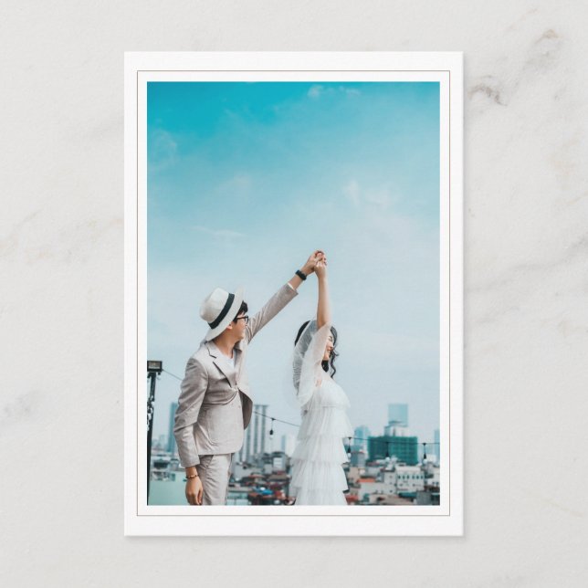 Cartão De Informações Wedding Save the Date with Photo Enclosure card (Frente)