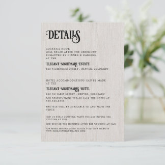 Cartão De Informações Wedding Tarot