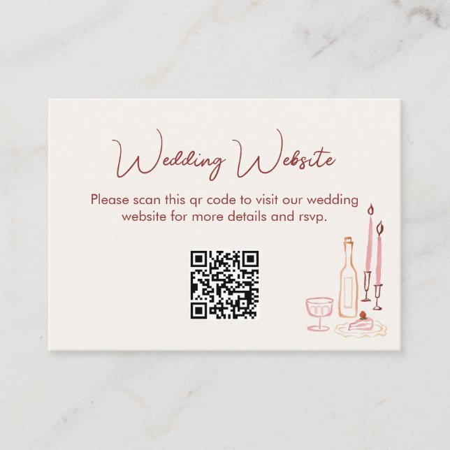 Cartão De Informações Wedding Website QR Code (Frente)