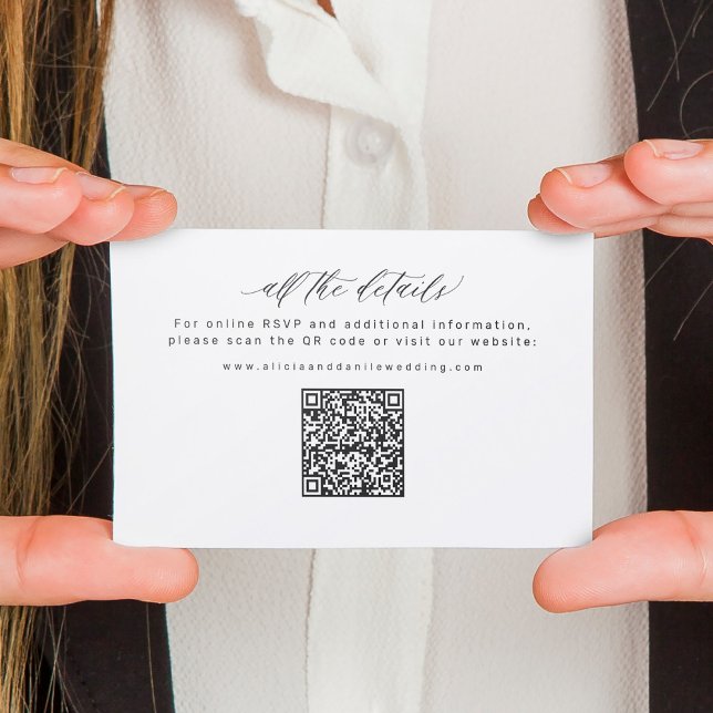 Cartão De Informações Wedding Website QR Code online RSVP wedding (Criador carregado)