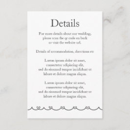 Cartão De Informações Wedding Whimsical Doodles Grey and White