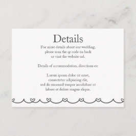 Cartão De Informações Wedding Whimsical Doodles Grey and White