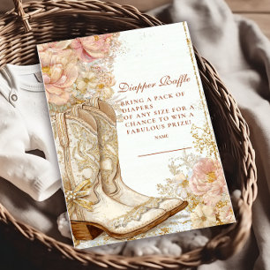 Cartão De Informações Western Cowgirl Boots Floral Diapper Raffle