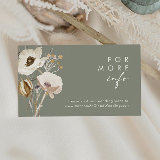 Cartão De Informações Whimsic Wildflower | I Sage Wedding Website Card (Criador carregado)