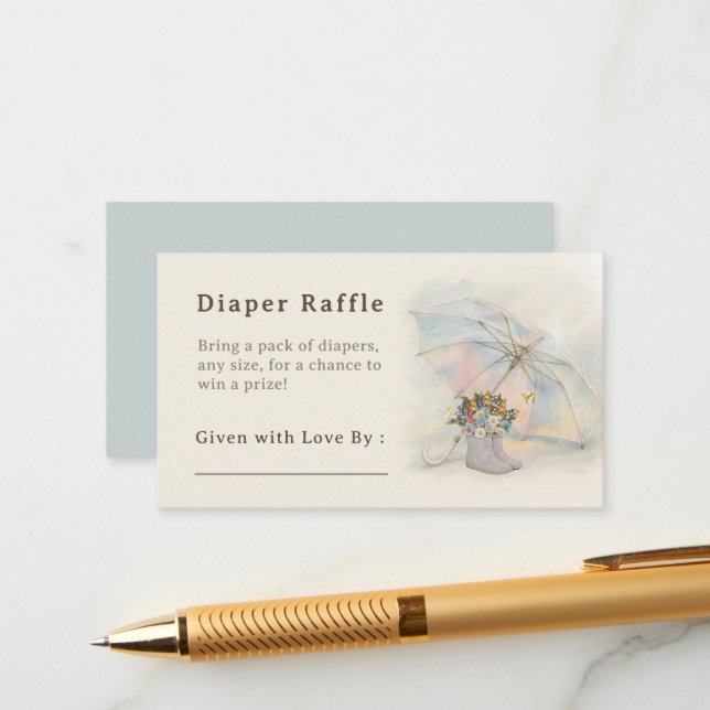 Cartão De Informações Whimsical Aura Umbrella Floral Boots Diaper Raffle (Frente/Verso In Situ)