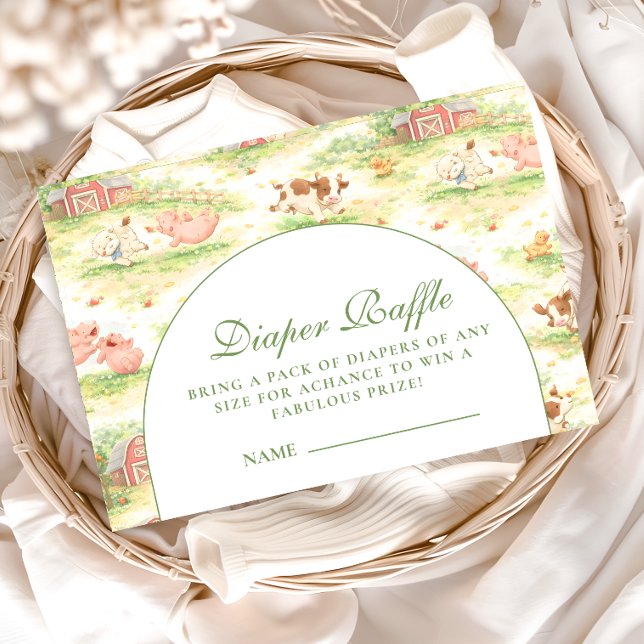 Cartão De Informações Whimsical Barnyard Garden Diapper Raffle (Criador carregado)