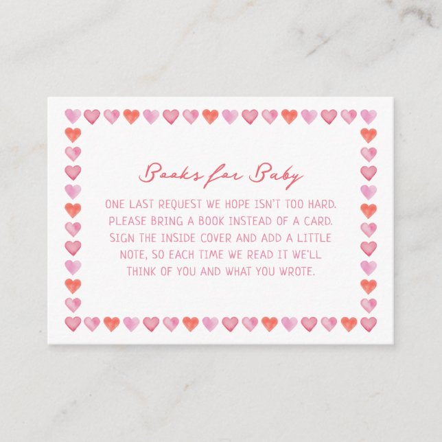 Cartão De Informações Whimsical Hearts Baby Shower Books for Baby (Frente)