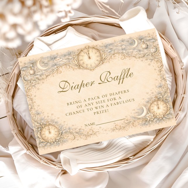 Cartão De Informações Whimsical Heirloom Baby Shower Diapper Raffle (Criador carregado)