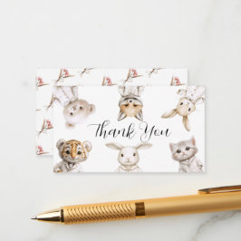 Cartão De Informações Whimsical Pajama Animals: Thank You